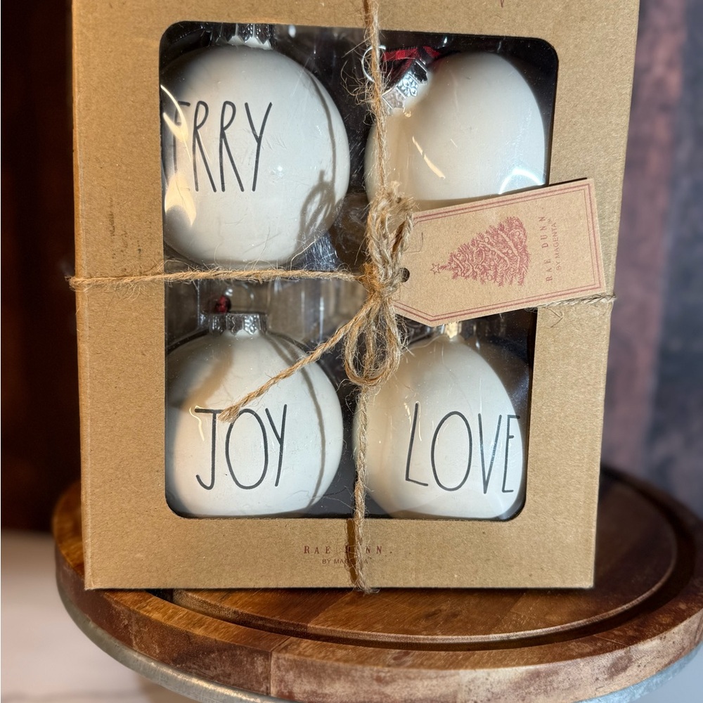 Rae Dunn Cream Holiday Ornaments Set